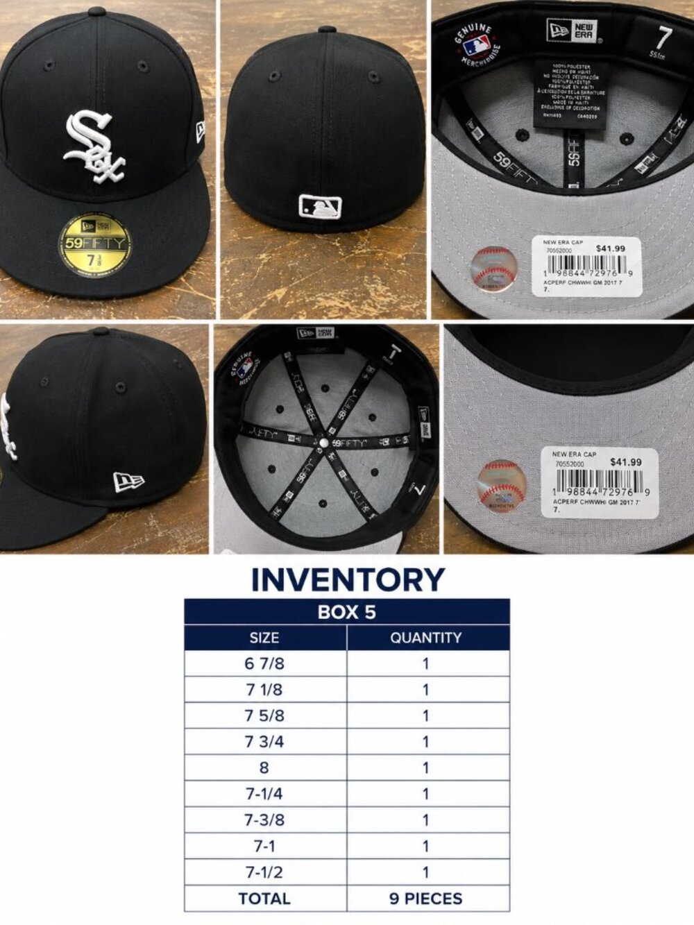 NWT New Era Chicago White Sox 59FIFTY Fitted Hat Black White